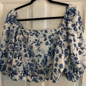 Abercrombie Blue and While Floral Corset Top